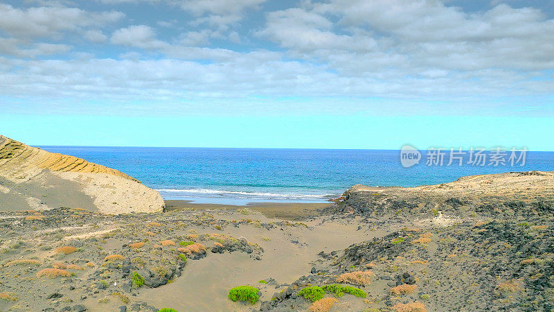 Aerial view of "Pelada" beach at the natural reserve of "Monta?a Pelada" in Tenerife (Canary Islands). Drone shot